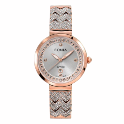 Bonia Women Elegance BNB10818-2517 Silver Dial Rose Gold Stainless Steel Strap Casual Watch